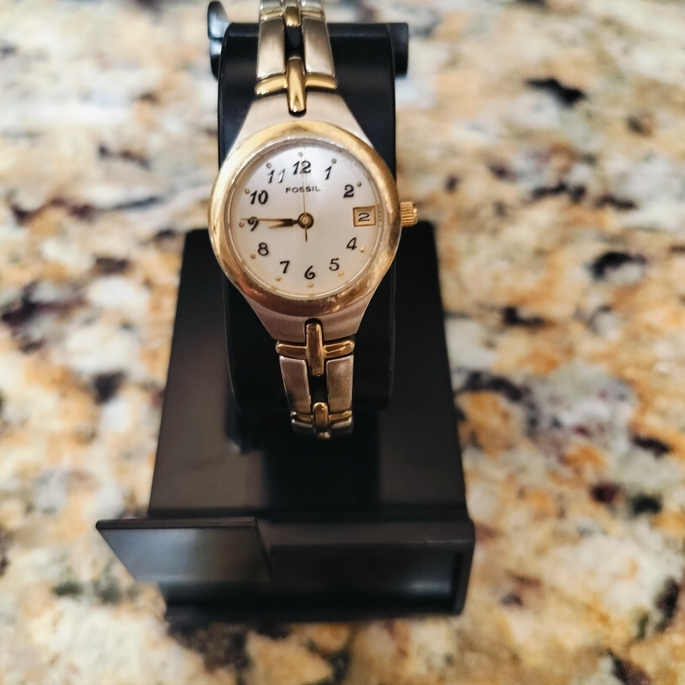 Woman's two tone fossil watch
